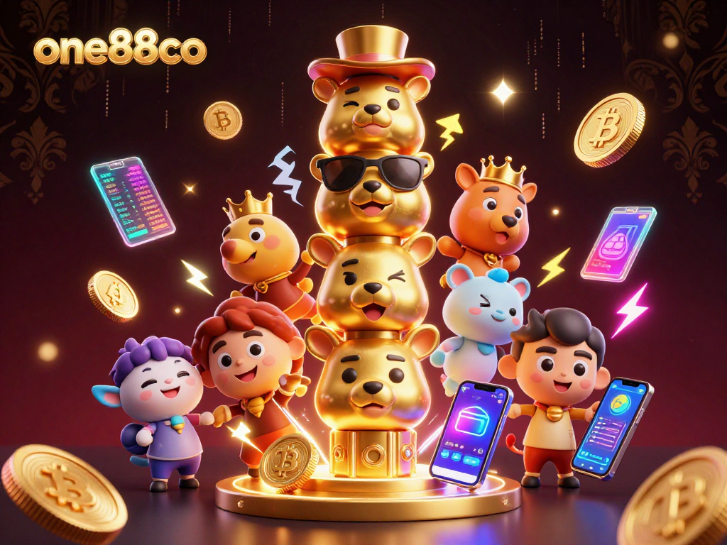 Experience the excitement of one88co with a vibrant casino-themed 3D illustration featuring dynamic gaming elements.