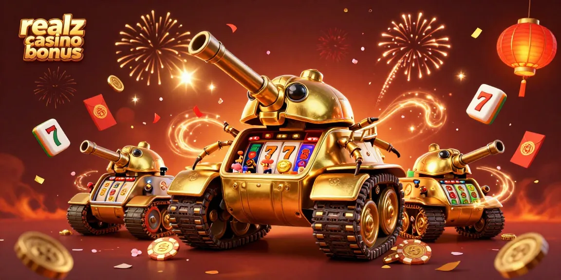 Wette auf den realz casino bonus: Goldene Käfer mit Casino-Details und Konfetti zeigen!