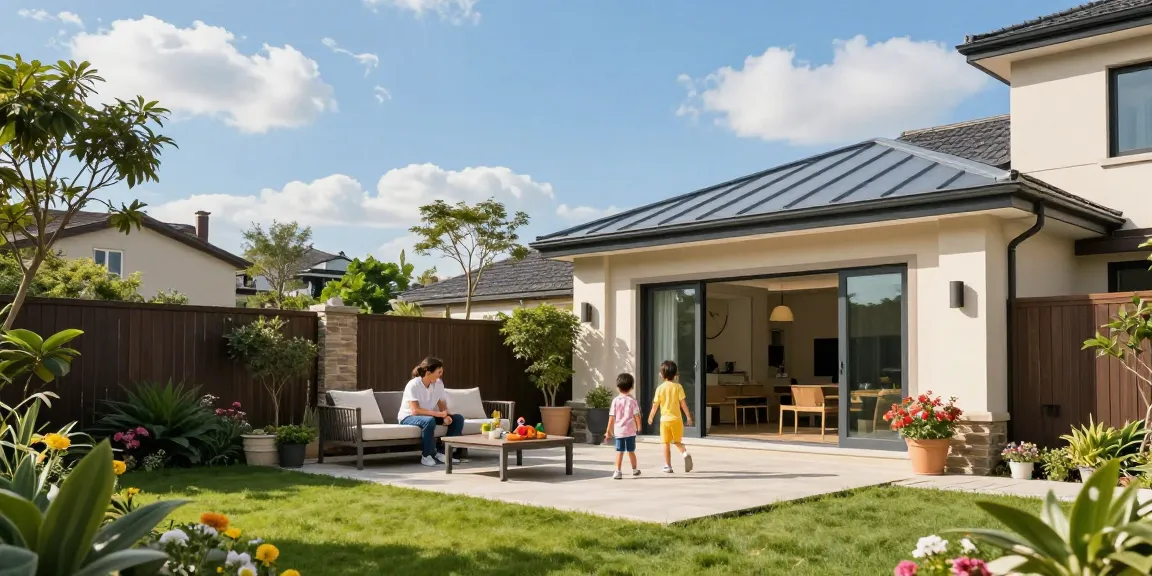 Moderne Terrassenüberdachungen im Garten bieten hochwertigen Wetterschutz für entspannte Nachmittage.