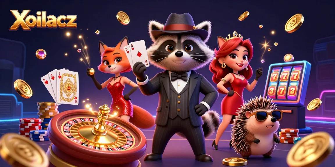 Engage with Xoilacz and enjoy thrilling casino excitement with a dynamic 3D illustration featuring charming characters.