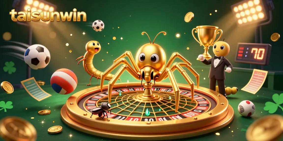 Engage in thrilling action with taisunwin as animated sports balls and a golden spider spin a roulette web.
