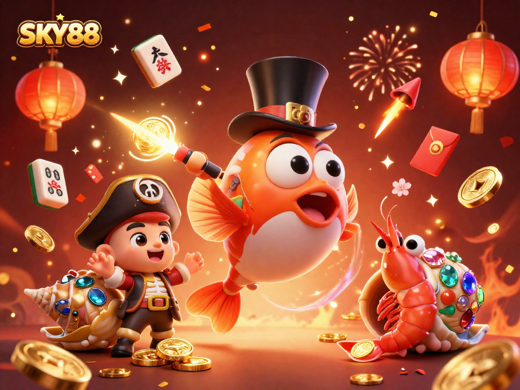 SKY88 enhances your gaming experience with vibrant characters and casino elements.