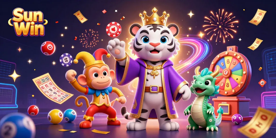 Experience excitement and winning potential at Sun Win with a vibrant online casino illustration.