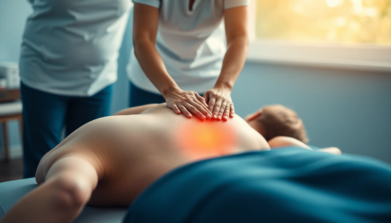 Therapist gently treats Hüftschmerzen in a serene physiotherapy session