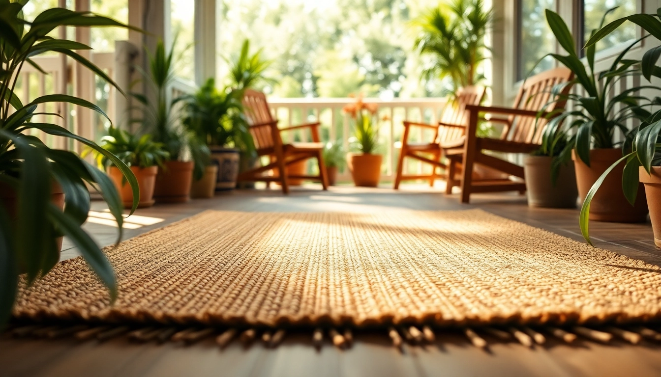 Die Hanfmatte robust und stilvoll auf einer sonnigen Terrasse platziert.