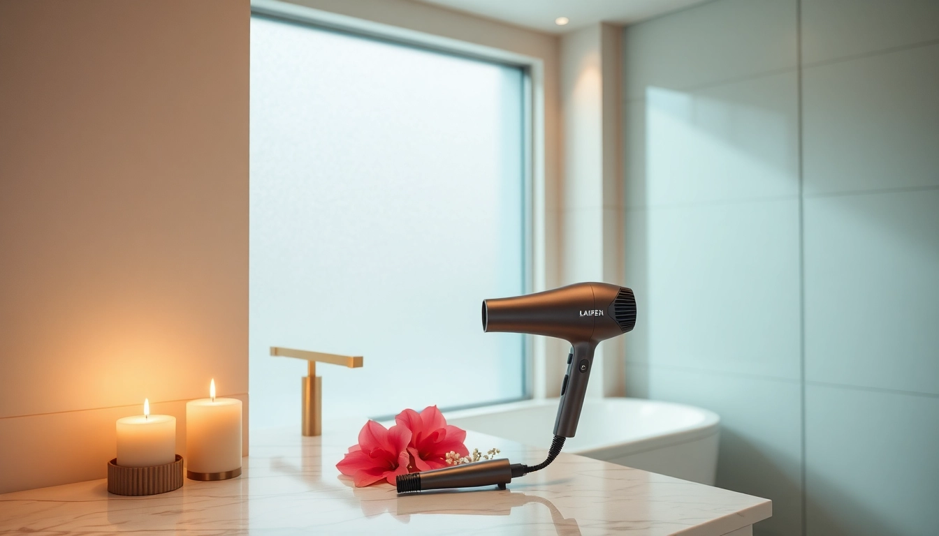Laifen swift Haarfön mit elegantem Design in einer ruhigen Badezimmerumgebung.