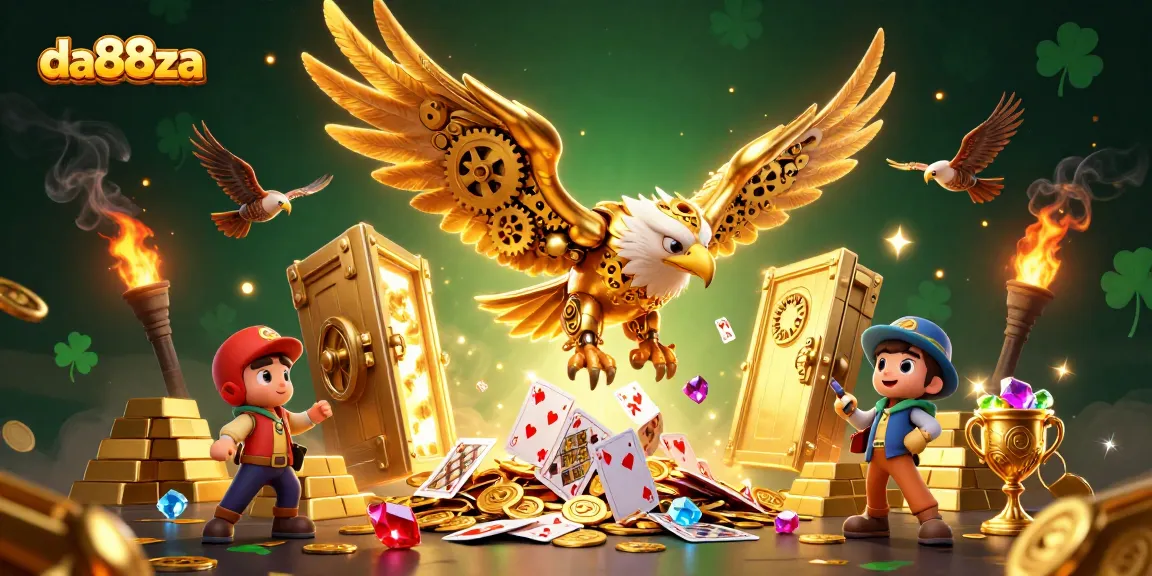 Experience thrilling wins at da88za with immersed casino action featuring 3D golden eagle.