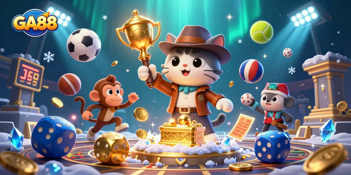 Experience thrilling adventures with GA88, featuring an explorer cat discovering ancient casino artifacts.
