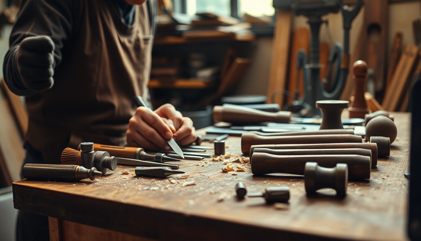Stemmwerkzeug craftsman skillfully using tools for precision work.