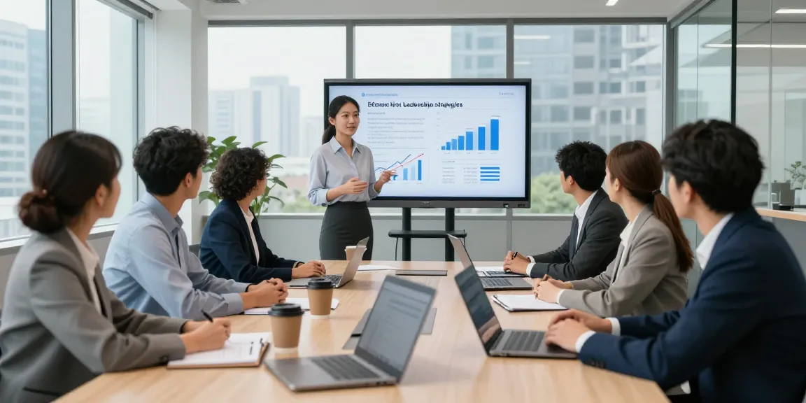 Besprechung zur Verbesserung von Micromanagement-Chef in einem modernen Büroraum mit einem vielfältigen Team.