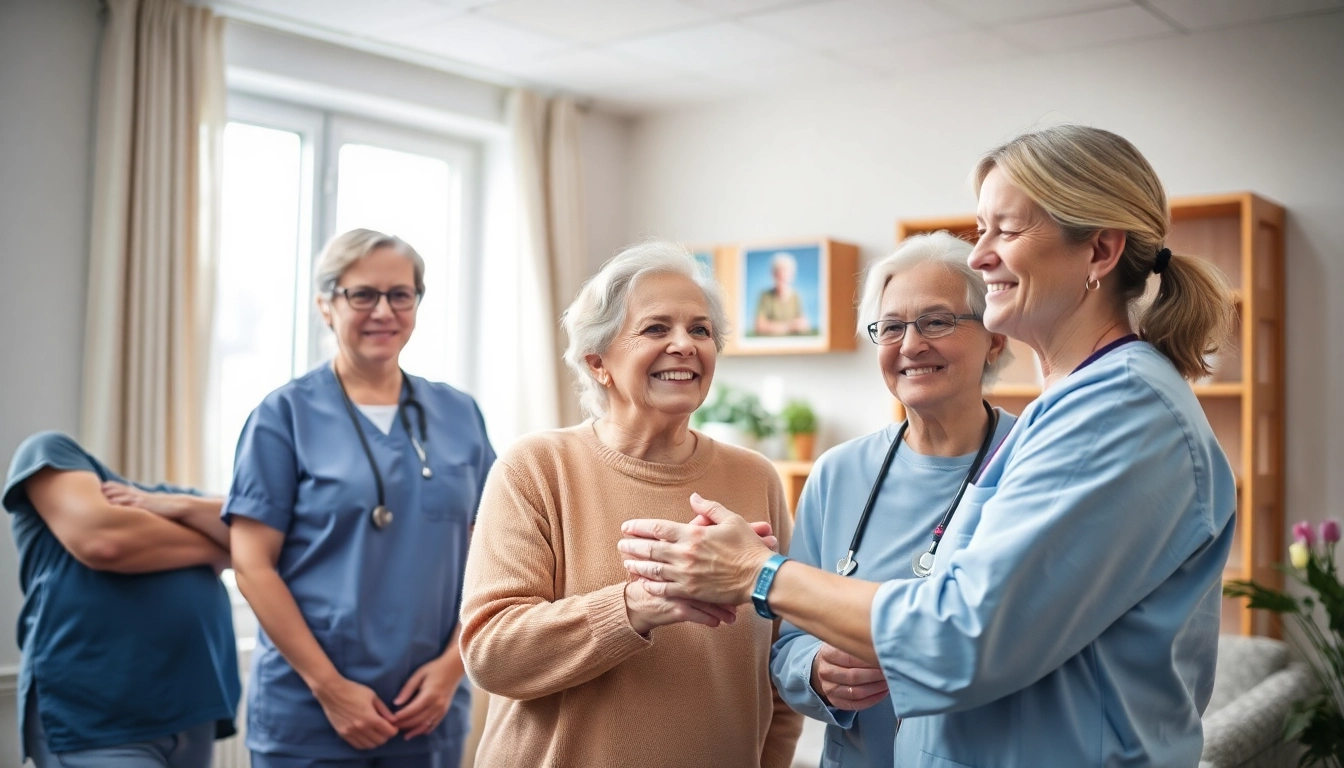 Pflegekräfte engagieren sich aktiv bei der personalgewinnung in der pflege in einem freundlichen Pflegeheim.