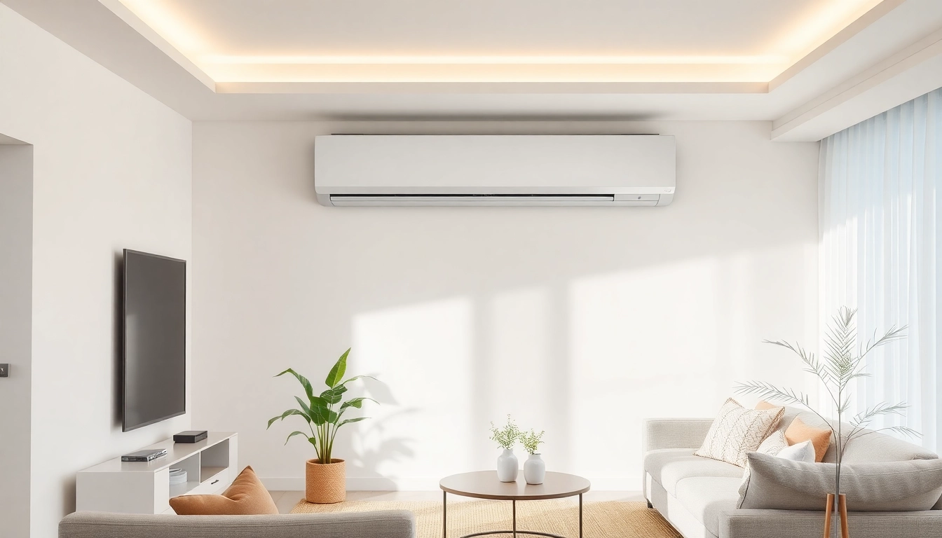 Klimaanlagen installieren lassen with modern air conditioning unit enhancing a stylish living room ambiance.