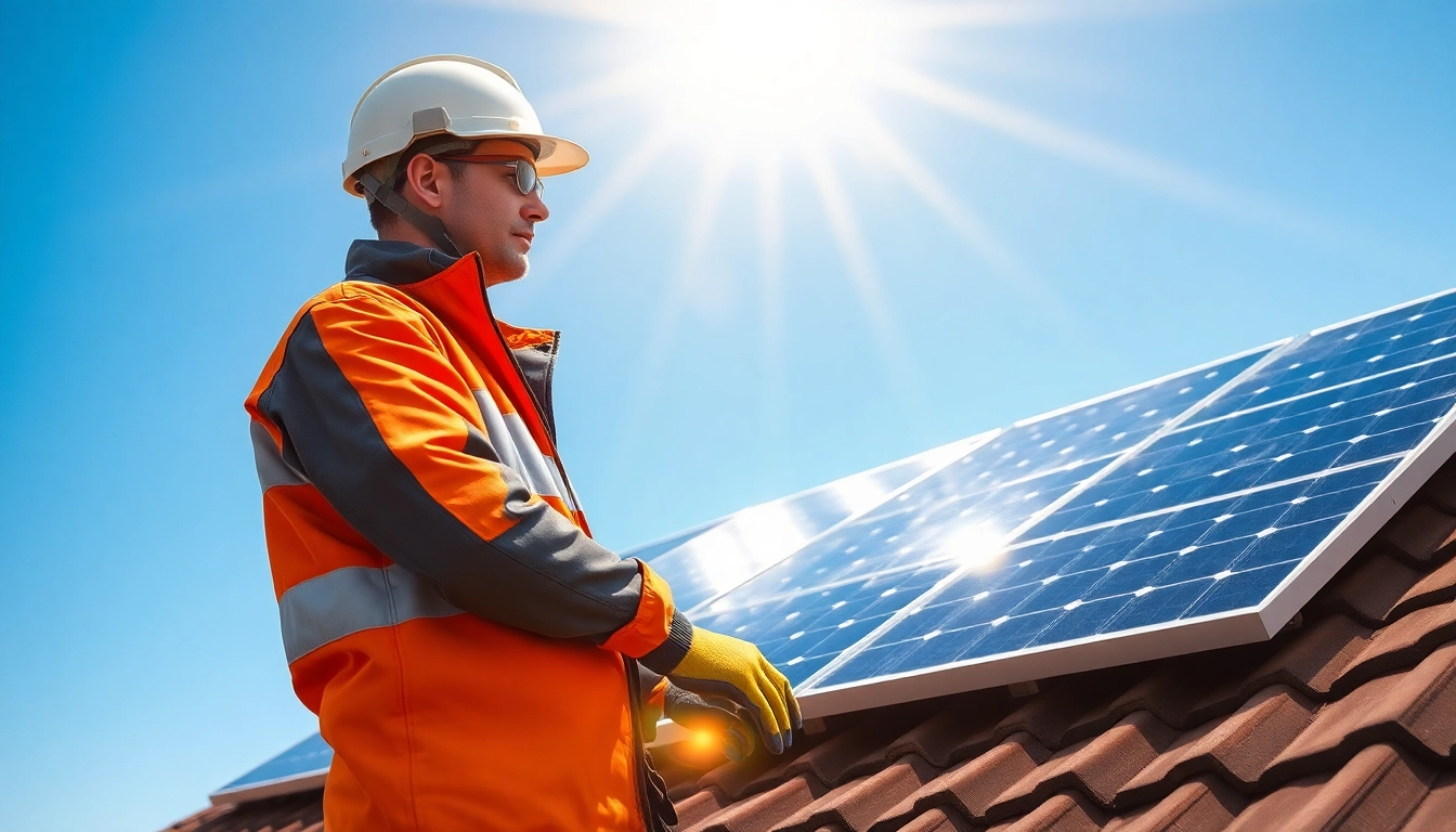 Techniker führt professionelle PV-Wartung und Service auf einem Dach durch.