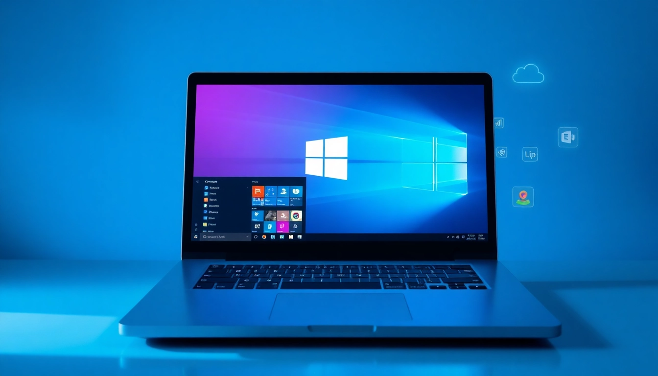 Erleben Sie die Benutzeroberfläche von microsoft windows 10 auf einem modernen Laptop in einer inspirierenden Umgebung.