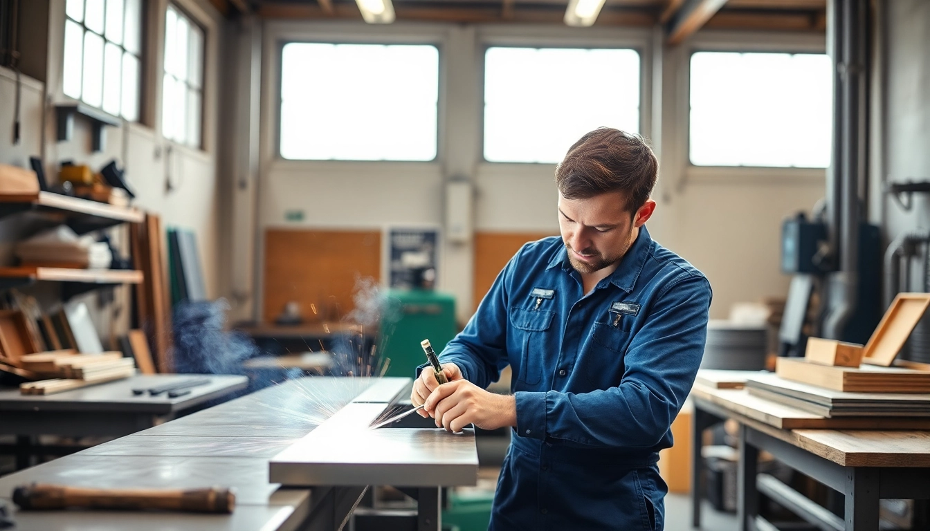 Felge schweißen München: Fachmann schweißt Aluminiumfelge in einer modernen Werkstatt in München.