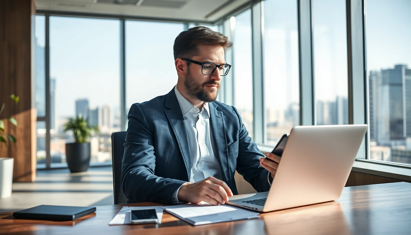Headhunter IT arbeitet konzentriert in modernem Büro, hautnah an HR-Strategien.