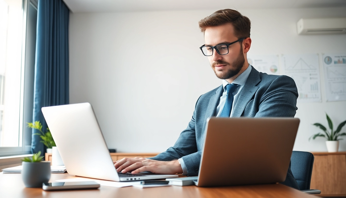 Headhunter IT analysiert Kandidatenprofile in einem modernen Büro mit technischen Gadgets und Notizen.