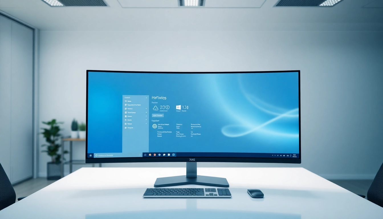 Visualisieren Sie Windows Server 2025 mit Hyper-V Support auf einem modernen Computerbildschirm und zeigen Sie seine Funktionalität in einem inspirierenden Büro.