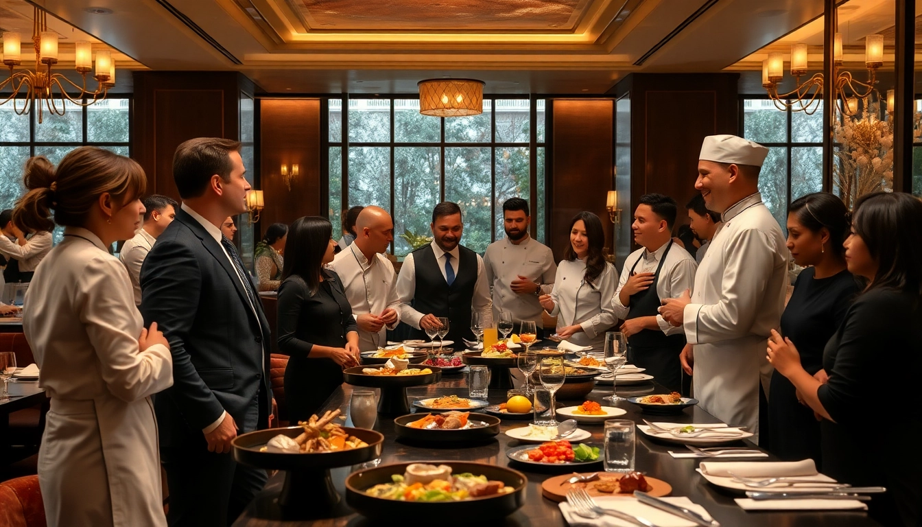 Interacting with top talents as a Headhunter Gastronomie in an elegant restaurant setting.