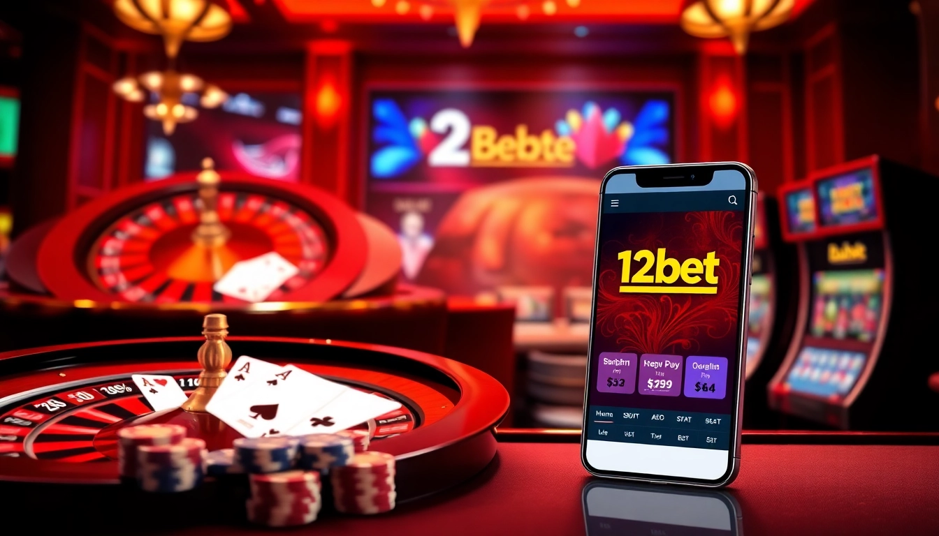 Experience high stakes and excitement with the link 12bet on a vibrant casino interface.