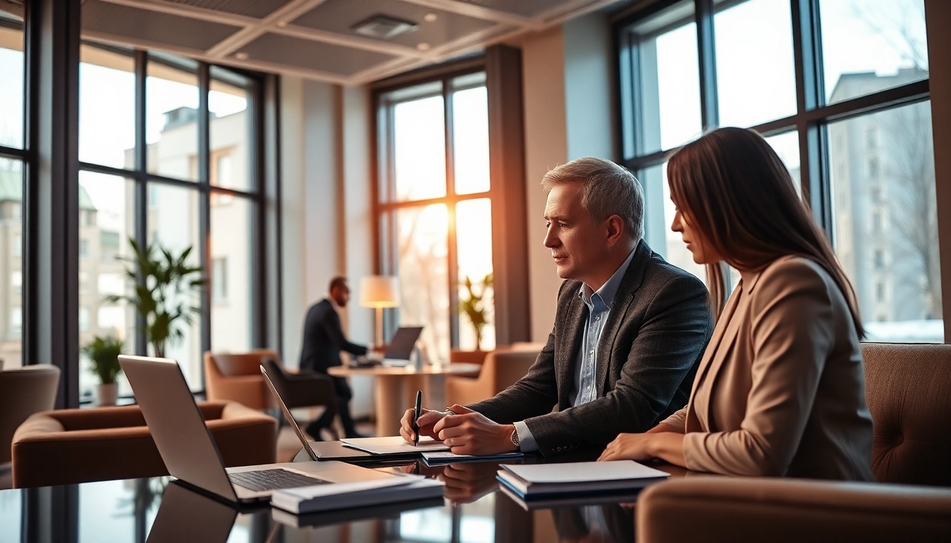 Headhunter Schweiz bei einem Meeting in einem modernen Büro mit natürlichen Lichtverhältnissen.