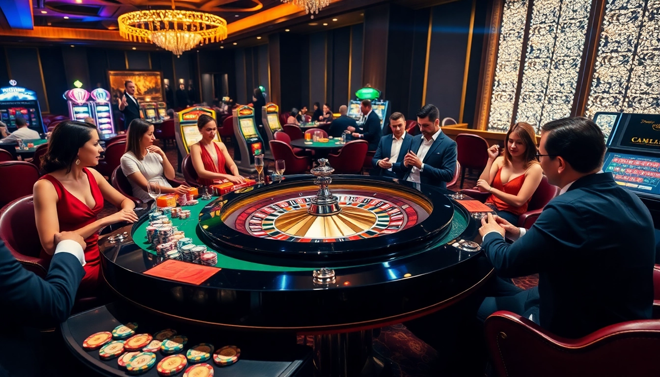 Experience the thrill of luxury gambling at https://789clubac.cn.com/ with a vibrant roulette table and excited players.