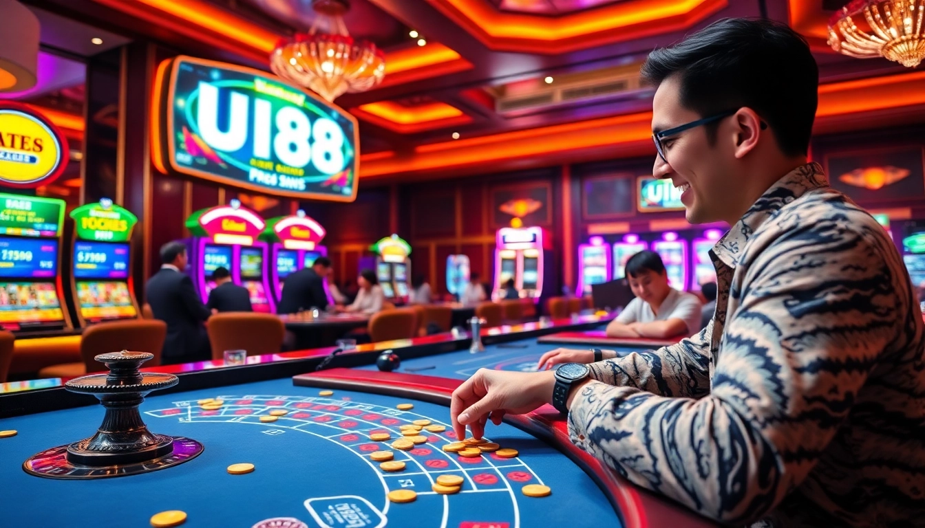 Players enjoying their gambling experience at UU88 online casino with vibrant games and promotions.